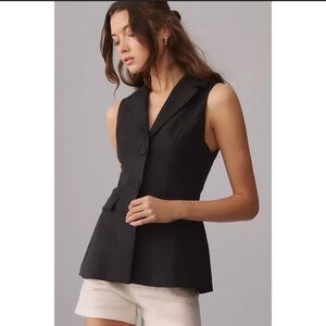 Reformation Billie Button Front Vest Black Size Medium